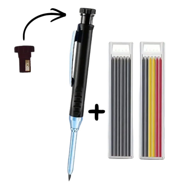 Diepgat markeerpotlood set met 12 navullingen en puntenslijper