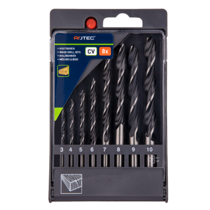 Houtspiraalborenset 8-delig