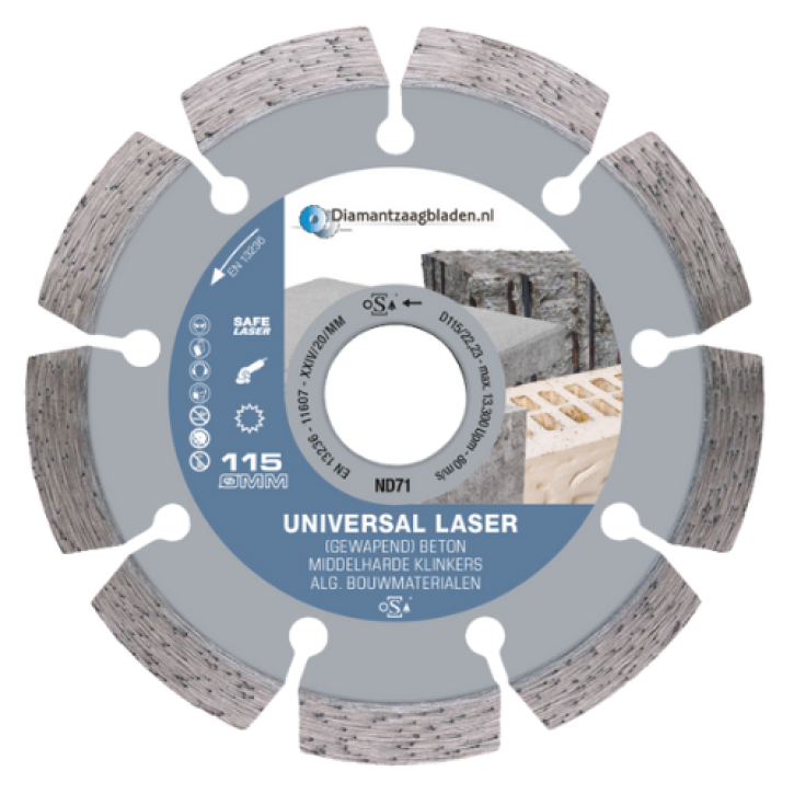Diamantschijf 115 mm – universeel lasergelast