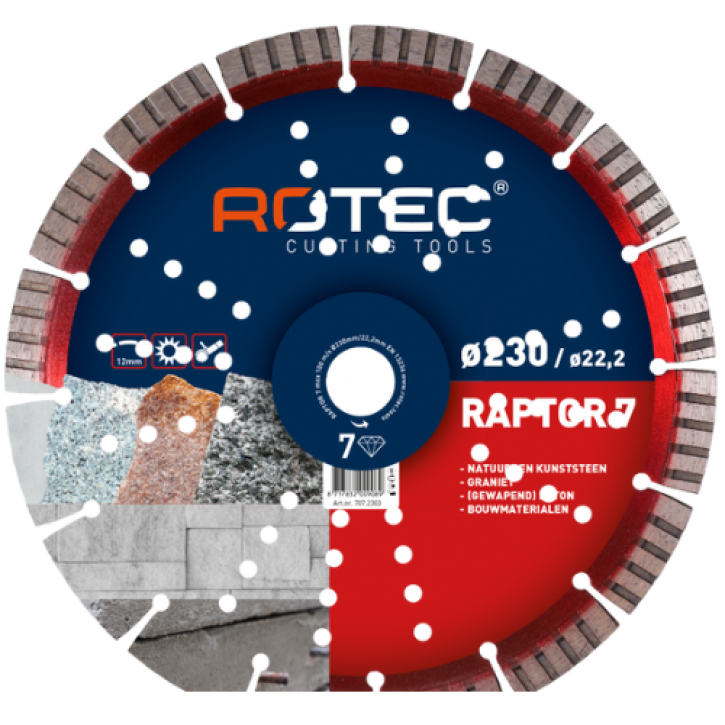 Diamantschijf 180 mm voor beton en natuursteen met turbo-segmenten