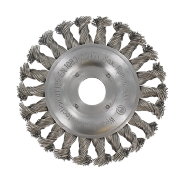 Rondborstel 125mm – getordeerd RVS-draad Rondborstel 125mm – getordeerd RVS-draad