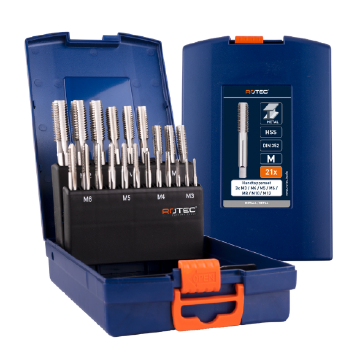 HSS handtappenset metrisch – 21-delig in ABS-cassette