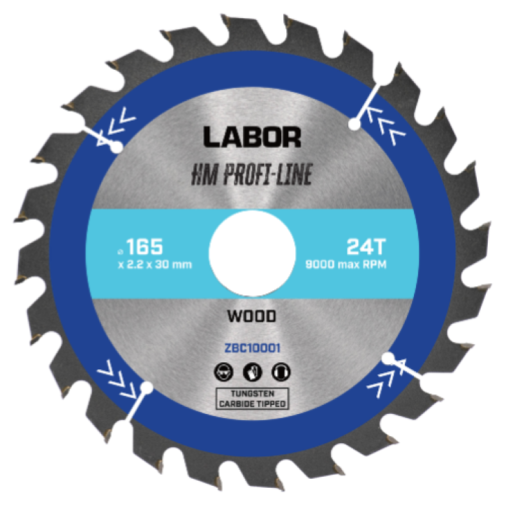 Labor HM cirkelzaagblad voor hout 165x30x2,2mm – 24T