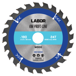 Labor HM cirkelzaagblad voor hout 190x30x2,4mm – 24T