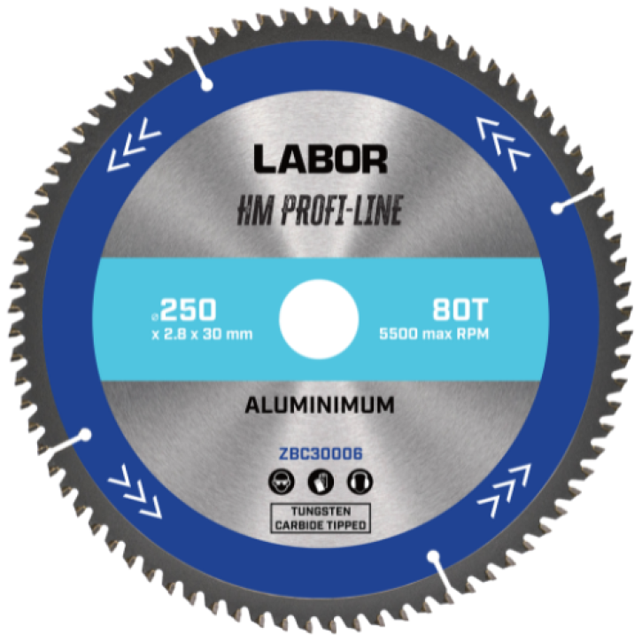 Labor HM cirkelzaagblad aluminium 250×30×2,8 mm – 80T