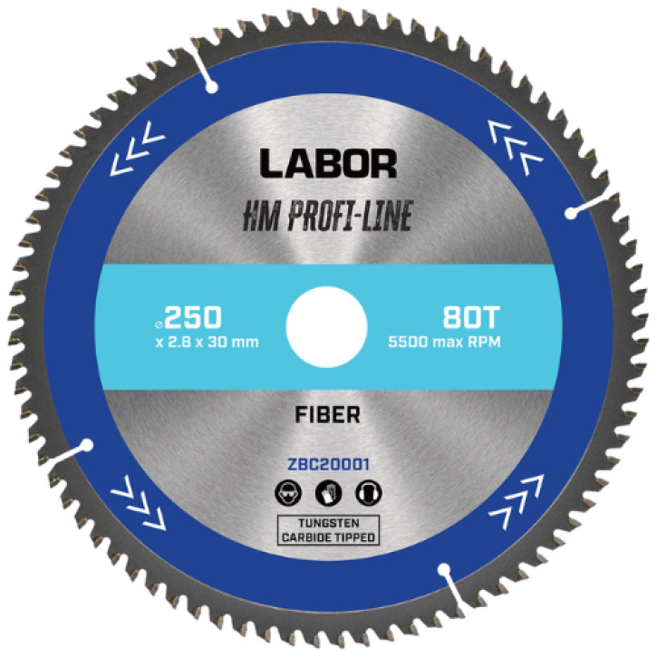 Labor HM cirkelzaagblad glasvezel 250×30×2,8 mm – 80T