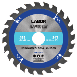 Labor HM cirkelzaagblad hardhout 165x30x2,2mm - 24T