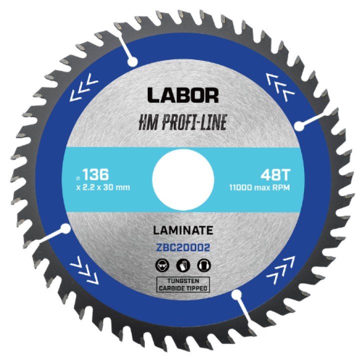 Labor HM cirkelzaagblad laminaat 136x20x2,2mm - 48T