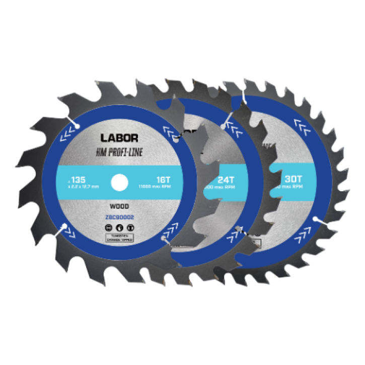 Labor HM cirkelzaagblad voor hout 135x12,7x2,2mm – 16/24/30T