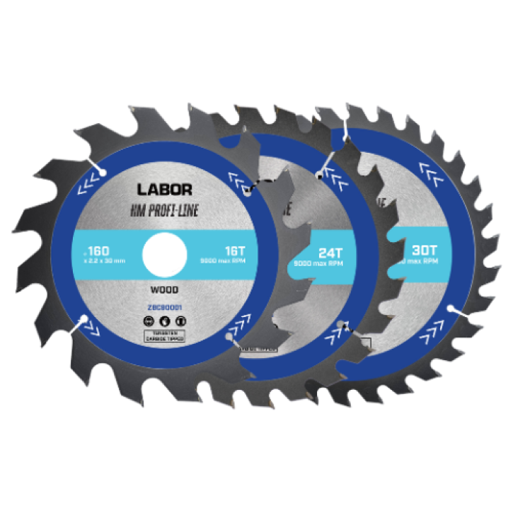 Labor HM cirkelzaagblad voor hout 160x30x2,2mm – 16/24/30T