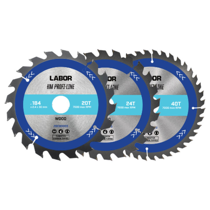 Labor HM cirkelzaagblad voor hout 184x30x2,4mm – 20/24/40T