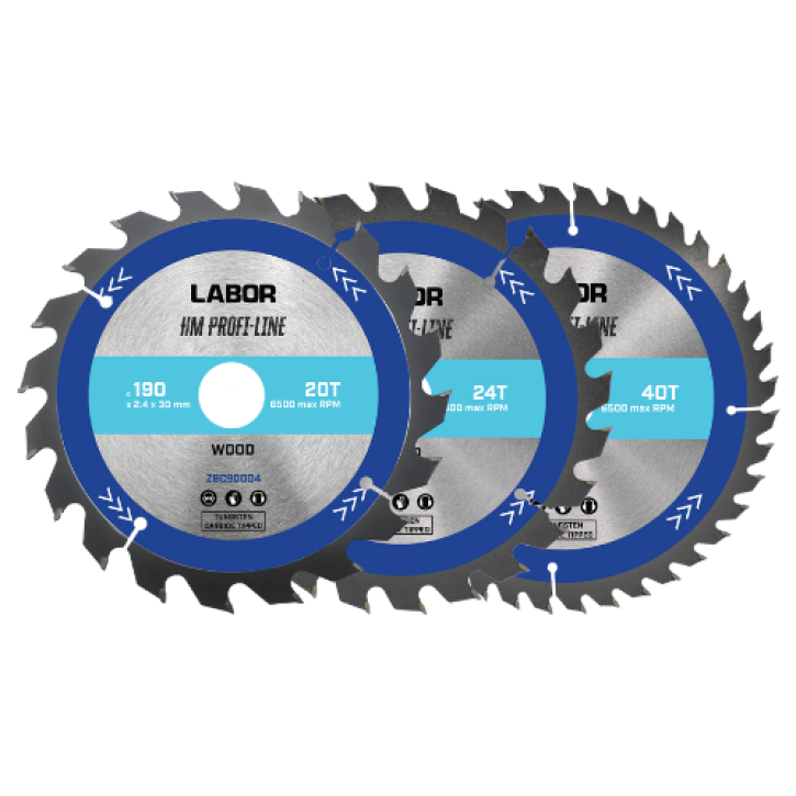Labor HM cirkelzaagblad voor hout 190x30x2,4mm – 20/24/40T