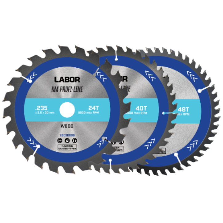 Labor HM cirkelzaagblad voor hout 235x30x2,6mm – 24/40/48T