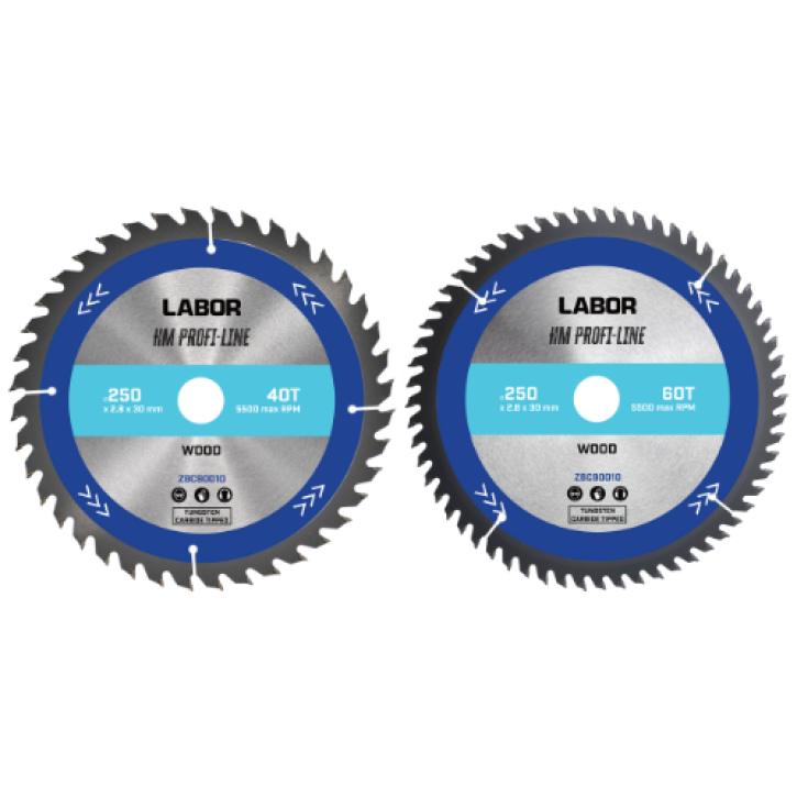 Labor HM cirkelzaagblad voor hout 250x30x2,8mm – 40/60T